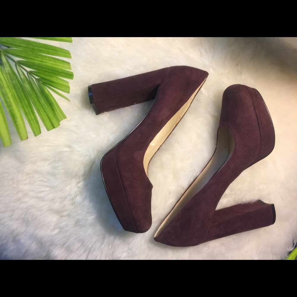 Nine West burgundy chunky heel pumps
